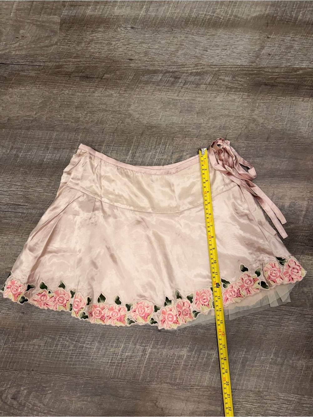 Vintage Y2K Heart Moon Star Pink Satin Floral Embroidered Mini Skirt XS Coquette - Picture 5 of 7